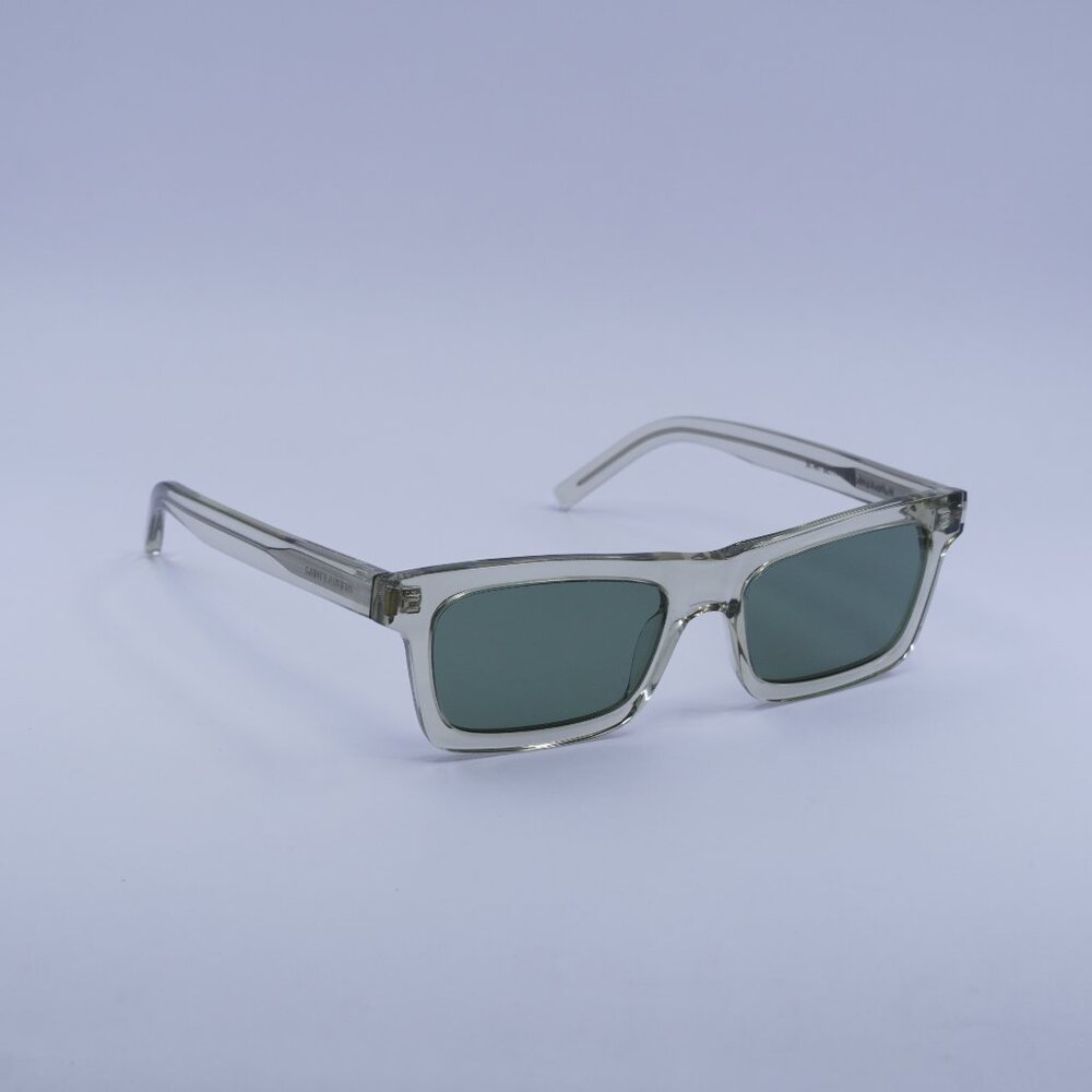 Saint Laurent SL461 BETTY 015 Sunglasses Green Rectangle Frame, Green Lenses